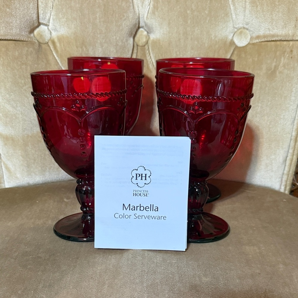 Princess House Brand New set of Red Glasses